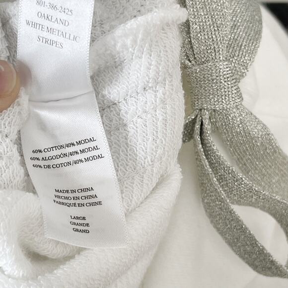 New Rails Oakland Slim Fit Glitter Stripe Joggers White Metallic Large L Lounge - Picture 9 of 14